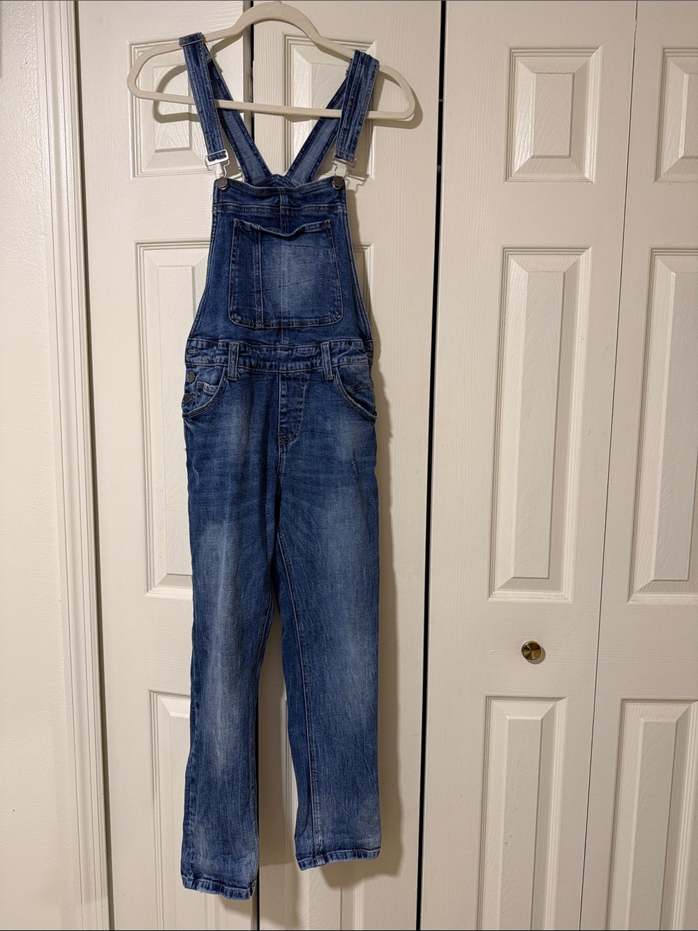 Women's Denim Overalls in Medium Blue